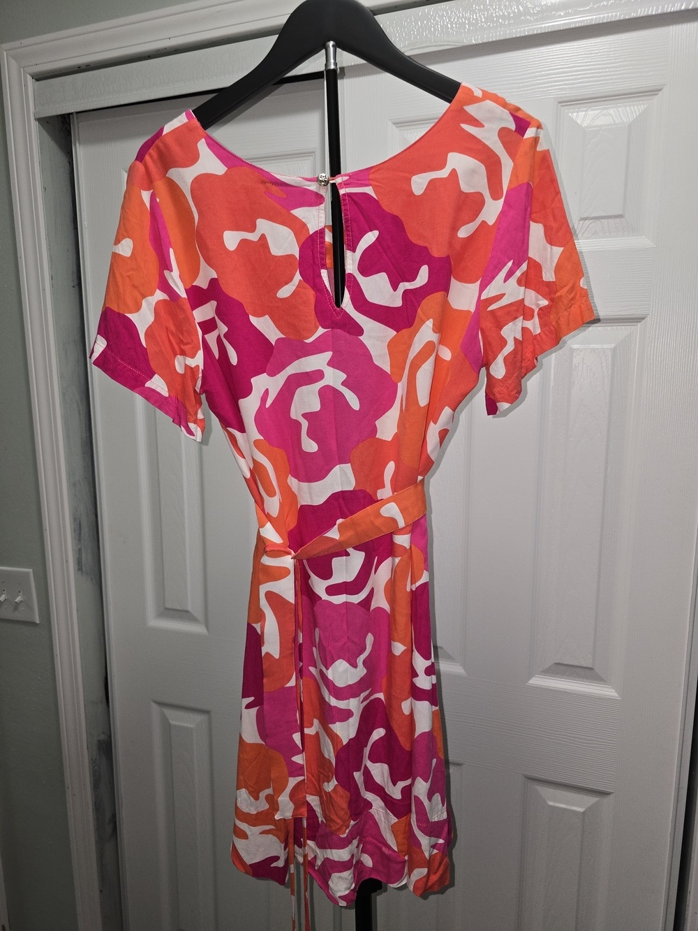 Escapada Bright Pink & Orange Floral Wrap Dress